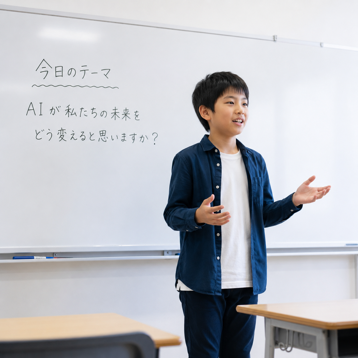 AIと未来をテーマに話す子ども